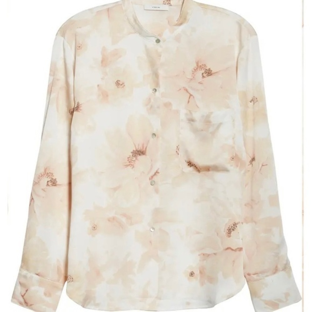 Vince Magnolia Band Collar Blouse Size S - Picture 2 of 7